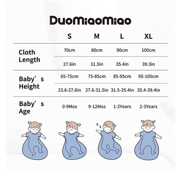 Duomiaomiao All Season Baby Sleep Sack, Tog 1.5 Wearable Blanket L NWT in packg‎ - Picture 5 of 9
